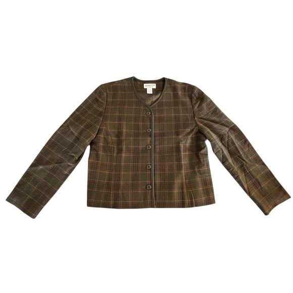 Pendleton Jackets & Blazers - Pendleton Women's Petite Green Plaid Blazer Jacket Size‎ 14 Button Front